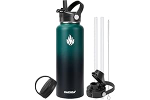 XACIOA Water Bottle Vacuum Insulated 40oz 1180ml with Straw Lid,Stainless Steel Drink Flask with Flip Top Bottle Lid,Metal Wide Mouth Double Walled Leak Proof Keeps Hot and Cold
