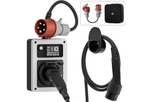 ‎DÉ dé Wallbox 11kW 16A EV Charger 11kW Ladestation mit Typ 2 Ladekabel 11kW 5m, CEE Stecker und Typ 2 Steckdose, RFID-Karte für ID.4 ID.5, Model Y/3, e-up, e-tron, Zoe und andere EV und PHEV