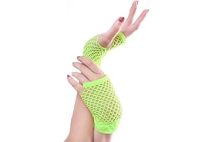 BLUE BANANA Panja Short Net Gants Résilles Mitaines Courte Extensible (Blanc, Noir, Rouge, Vert, Violet, Jaune, Bleu, Orange, Rose, Arc-en-Ciel)