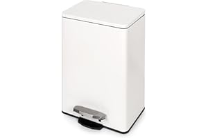 Emuca - Poubelle rectangulaire extérieur pour le recyclage avec ouverture à pédale, 20L, Peint en blanc, Aluminium