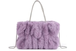 Jywmsc Borsa da Sera da Donna in Pelliccia Sintetica Borsa con Pochette Pelosa e Soffice, Eleganti Borse a Pieghe per Feste di Ballo di Fine Anno