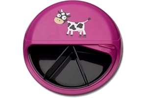 ANTON & SOPHIE Carl Oscar BentoDISC | mit Namen PERSONALISIERBAR | die drehbare Brotdose | 5 feste Fächer | Brotbox, Brotdose, Snackbox | für KiGa, Schule, Ausflug, Auto (pink (ohne Namen))