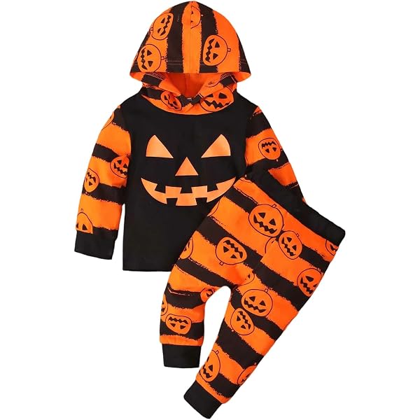Costume Halloween Bambino 2 Pezzi: Felpa Con Zucca E Pantaloni Jogger, Unisex, 0-3 Anni