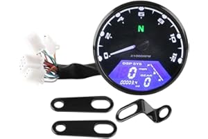 KIMISS Tachymètre Numérique Moto LED Compteur de Vitesse Numérique Rétroéclairé Jauge Compteur Universel 12000RPM