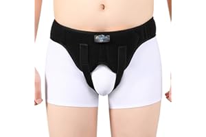 Tenbon Hernia Belt for Men and Women Flexible Adjustable Inguinal Groin Hernia Belt Support Truss Pain Relief Recovery Strap with 2 Removable Compression Pads Comfortable Material (M, Black)