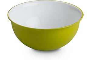 Omada Design Saladier 2 lt. 20x9 cm blanc intérieur coloré extérieur, en plastique et antibactérien, convient au micro-ondes et incassable, idéal en cuisine, ligne Sanaliving, Pomme Vert