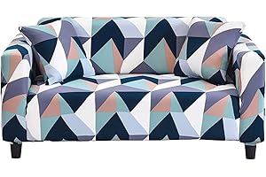‎HOTNIU HOTNIU Elastischer Sofabezug 2 Sitzer Sofahusse Strech Sofa Überzug Couch Cover Muster Couchbezug Sofabezüge Schonbezug Couch Antirutsch Hussen für Sofas mit 1 Kissenbezug, Muster Dcg