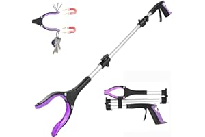AMRSPTTE 36"/91cm Litter Pickers, Grabber Stick, Helping Hand Grabbers for Disabled, Litter Pickers for Adults Foldable Rotating 360 Degree Reaching Aids (Purple, 36")