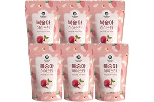 STARRY MART Mcnulty Pouch Korean Fruit & Tea Pouch Drinks – Refreshing Ready-to-Drink Juices – 190ml (Pack of 6) – Convenient & Portable (Pack of 6, Peach Ice Tea)