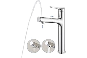 LakeBayMZC Rubinetto Bagno Lavabo alto Con Doccetta Estraibile a 3 Modalità, Miscelatore Lavabo Estraibile, Rubinetti Monocomando Bagno con Doccetta, Aeratore Rimovibile, Senza Piombo,Cromato