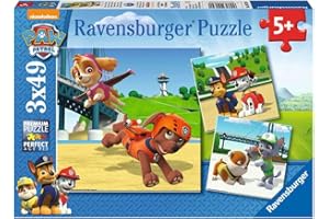 RAVENSBURGER SPIELEVERLAG Ravensburger Puzzle 9239 Drużyna Psi Patrol 3X49 Elementów Puzzle Dla Dzieci (9239) Unikalne Elementy, Technologia Softclick - Klocki Pasują Idealnie ,zielony