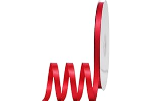 YAYAFUNFUN Nastro di Raso 6mm Rosso, 92 Metri Nastro Doppio Raso per Artigianato, Natale, Decorazioni, Confezioni Regalo, Feste di Compleanno, Matrimoni, Bomboniere ﻿