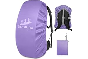Besrina Backpack Rain Cover (15-90L),Upgraded Non-Slip Cross Buckle Strap & Reflective Waterproof Rucksack Cover for Hiking Camping Traveling Cycling