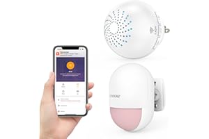 SINGCALL Motion Sensor Alarm System&Pir Sensor Alarm System&Door Sensor Alarm & Garage Alarm Plugin Kit for Shed/Garage/Garden/Shop, 1 Wifi Receiver (Support 2.4Ghz wifi only) + 1 Detector