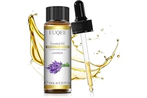 EUQEE Aceite Esencial Lavanda 10ml, 100% Lavanda Aceites Esenciales Naturales Puros de Grado Terapéutico, Aceites Esenciales para Humidificador Aromaterapia, Relajación