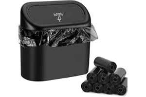 ATHRZ Plastic Car Trash Can with 45pcs Bag,Mini Bin Hanging Type Waterproof Automotive Rubbish ​Bin Lid