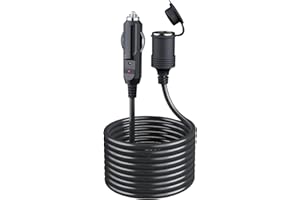 BOTEWO Extensión del Encendedor del Coche: 5m Cable de Extensión 12V, Toma de Encendedor con Fusible de 15A para 12V/24V Van, SUV, Barco