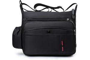 FANDARE Ultraleggero Borse Tracolla Uomo Donna Borsa a Spalla Borsello Borse per 10.5 inch Tablet Borse per scuola Università Viaggio Lavoro Messenger Crossbody Bag Impermeabile Poliestere Nero
