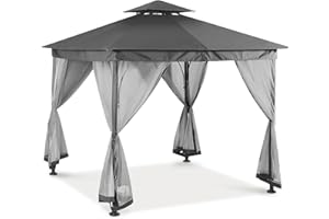 SANHENG Premium Outdoor Pavillon Partyzelt mit Seitenwänden - Wasserdicht, UV-beständig Gartenpavillon mit abnehmbaren Vorhängen - Perfekt für Partys, Hochzeiten und Veranstaltungen (Grau)