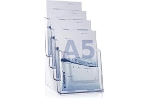 VITAdisplays® Stojak na prospekty DIN A5 z 4 poziomami, przezroczysty (NE-164)