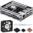 GeeekPi Acrylic Case for Raspberry Pi 3+B, 9-Layer Case with Fan, Black&Clear