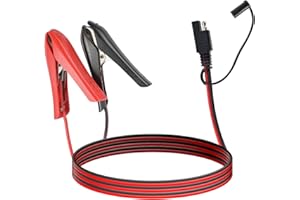 LOTUS POWER 10.17 FT Battery Clip-on Alligator Clamps to SAE Connector, 14AWG Crocodile Clips to SAE Solar Power Extension Cable Charging Wire 3.1 m