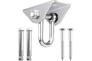 KWODE Ganchos de techo de acero inoxidable para hamacas, 2 tornillos, para hormigón, madera, yoga, hamaca, silla, saco de arena, ganchos de pared, ganchos de techo, soporta hasta 400 kg