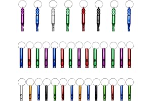 JUMRHFAN Lot de 36 sifflets Extra Fort en Aluminium avec Porte-clés, 3 Tailles d'urgence, Porte-clés pour Le Sport, la Course, l'entraînement, Le Camping, la randonnée, Les activités en Plein air