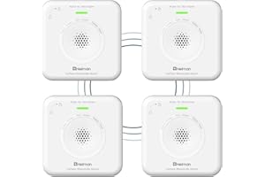 Rilevatore di monossido di carbonio portatile HEIMAN con allarme da 85 dB, EN 50291 per casa/ufficio/camper, installazione wireless a parete/soffitto (4 pezzi)
