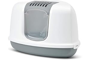 PETGARD Katzentoilette Eck-Toilette Nestor Corner passt in Jede Ecke Weiss-grau