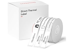NIIMBOT 3 Rolls Label Maker Tape Thermal Paper 12×40mm Printer Sticker Labeling Tape with Self-Adhesive for D11/D110/D101 Label Maker White