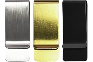 PFLYPF 3 sztuki klipsów do banknotów, przenośna klamra do banknotów ze stali nierdzewnej, klamra na banknoty z metalu, uchwyt na zakładkę, segregator na gotówkę, dokumenty, banknoty, wizytówki, karty kredytowe, złoty, srebrny, czarny., qianjia