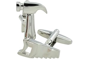 MC GIFTS Rhodium Plated Hammer and Saw Tools Handyman Carpenters Cufflinks PSN036