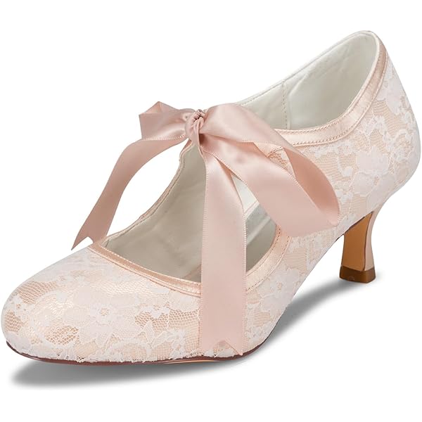 elerhythm Dames Mary Jane Vintage Hakken Gatsby 1920er Jaren Pumps Gesloten Teen 1950er Victoriaanse Schoenen, beige, 38 EU