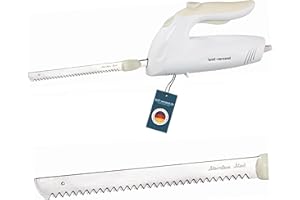 Cuchillo eléctrico bmf-versand 150 W – Cuchillo eléctrico para carne apto para lavavajillas – Cuchillo de doble hoja eléctrico – Cuchillo electrónico profesional con paño de cuidado – Acero inoxidable