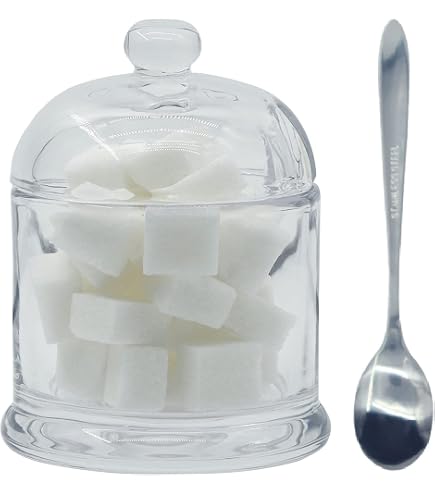 Sucrier Porcelaine KITCHENDAO 325ml - Avec Couvercle Et Cuillère - Lave-Vaisselle Four
