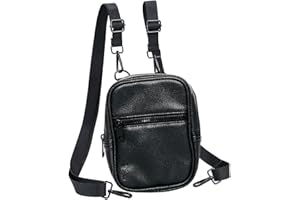 ANPTER Sac à Bandoulière pour Hommes et Femmes,Sacoche Bandoulière Cuir, Sacoche Homme, Minimalist Sac de Poitrine Shoulder Bag Cartable Besace Banana Petit Sacs à Dos(Noir Sac à Bandoulière Unisexe)