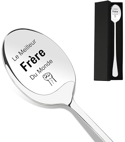 2 Cuillères à Café En Inox Gravées "Meilleur Frère" - Cadeau Personnalisé Pour Frère