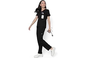 KNYA Classic Women's 5-Pocket New Gen Scrubsuit | V Neck | Flexibile & Comfortable Top & Bottom | Easily Accessible Pockets | Uniform for Doctors