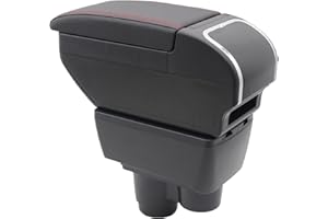 KAERGK Caja de reposabrazos para Renault Duster 2019, 2020, 2021, 2022, almacenamiento de consola central con soporte para tazas, accesorios de doble capa, negro con rosca roja)