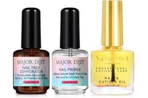Major Dijit Nail Dehydrator and Nail Primer with Cuticle Oil Set,Natural Nail Prep Dehydrate and Acid-Free Primer for Gel Nail Polish, Air Dry Superior Bonding Primer for Acrylic Powder