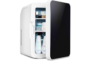eklipt Mini Fridge for Bedrooms 10L/12 Cans with AC/DC Powered, Quiet Mode, Small Skincare Portable Beauty Fridge for Cosmetic, Office or Car, Black