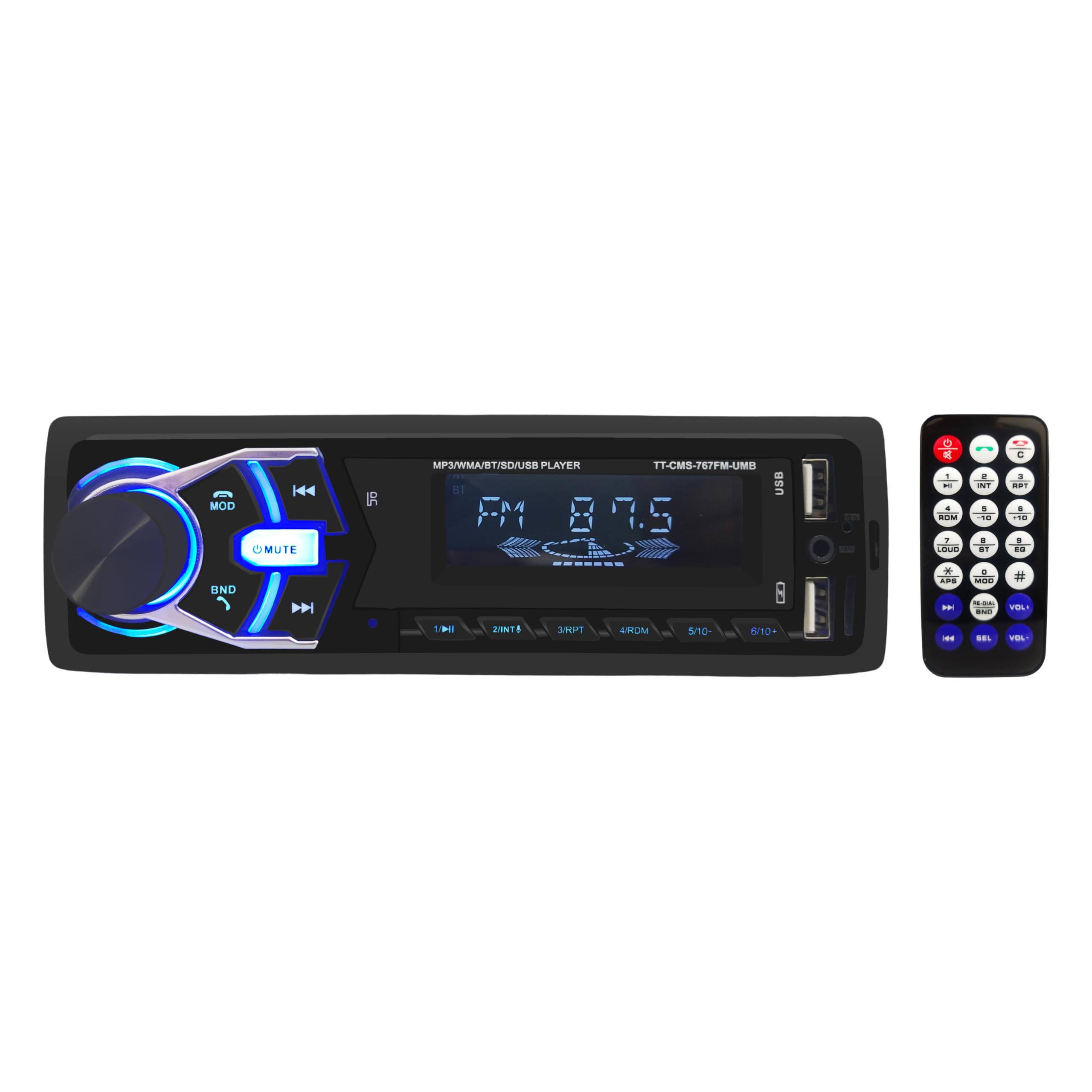 Target TT-CMS-767 FM-UMB Car MP3 Player 200 Watts (4x50 Watts) with Hands-Free Calling/Bluetooth/USB Input/FM Radio/AUX Input/Remote Control/Color LCD Display