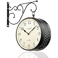 CRAFTEL Metal Analog Double Sided Vintage Station Wall Clock (Dial - 8 Inches, Matte Black)
