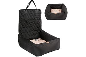 HAPPY HACHI Seggiolino Auto per Cani di Piccola e Media Taglia, Letto per Cane Cuccia per Cani Seggiolino da Viaggio per Gatti con Copertura Rimovibile e Guinzaglio Sicurezza Nero