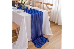 CHUQING Runner da tavolo in chiffon, colore blu reale (70 cm x 3 m), decorazione da tavolo, per compleanni, matrimoni