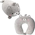 KASTWAVE Kids Travel Pillow - 2-in-1 Travel Pillow for Kids - Soft and Adorable Animals Reversible into a U-Shaped Neck Pillow for Airplane, Car, Train, or Bus