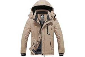 Wantdo Chaqueta de Esquí de Montaña para Hombre Abrigo de Invierno Impermeable con Capucha Cazadora de Snowboard Cálida Chaqueta al Aire Libre Antiviento Hombres