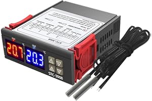 KKnoon Regulador de Temperatura Digital (110 V-230 V, con Doble Sonda NTC, Calefactor, para Animales, Estera Calefactora, Pollos