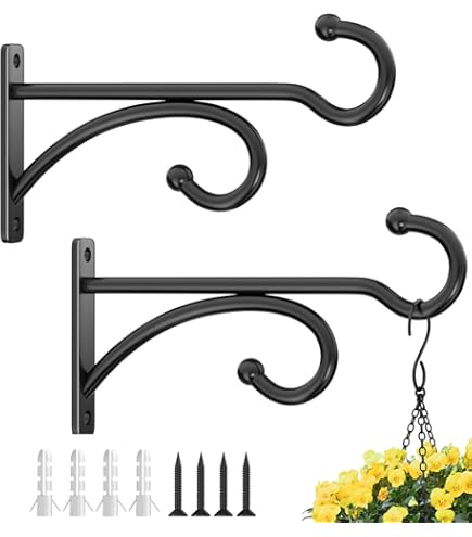 Henxing 5 stuks plantenhangers, kettingen met S-haken, metalen ketting, hangende ketting om op te hangen, karabijnhaak, vervangbaar, zwart